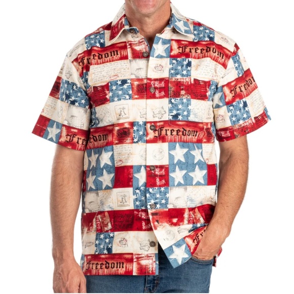 THE FLAG SHIRT Other - The Flag Shirt NWT Men's Freedom Patriotic Hawaiian Shirt Red Blue White - 3XL
